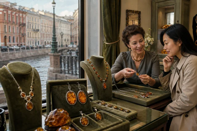 Editorial scene for amber jewellery & souvenir retail