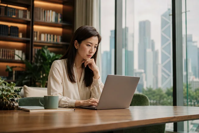 Editorial scene for personal finance product reviews
